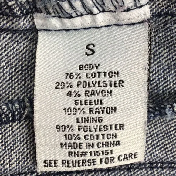 NWT [Romeo & Juliet Couture] Blue Denim Open Jacket w/ Faux Leather Sleeves Sz S - Picture 6 of 8